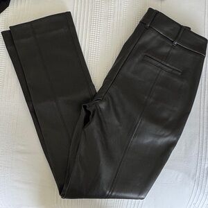 White House Black Market Women's Black Straight Leg Faux Leather Pants